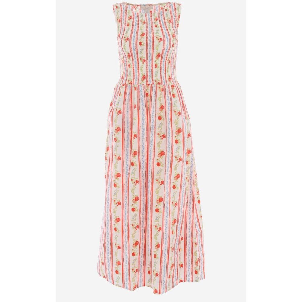 Caroline Constas NWT dainty floral smocked midi dress size small
